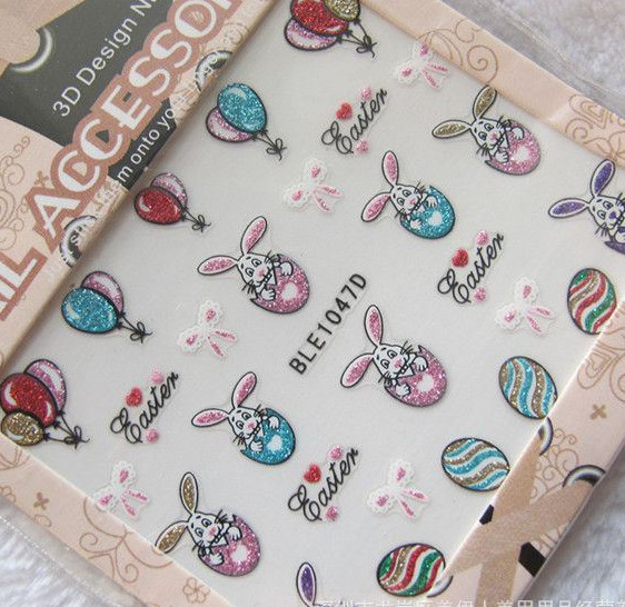 Nail Art Glitter Decals Easter Bunny Easter Eggs Bows BLE1051D BLE1049D BLE1047D
