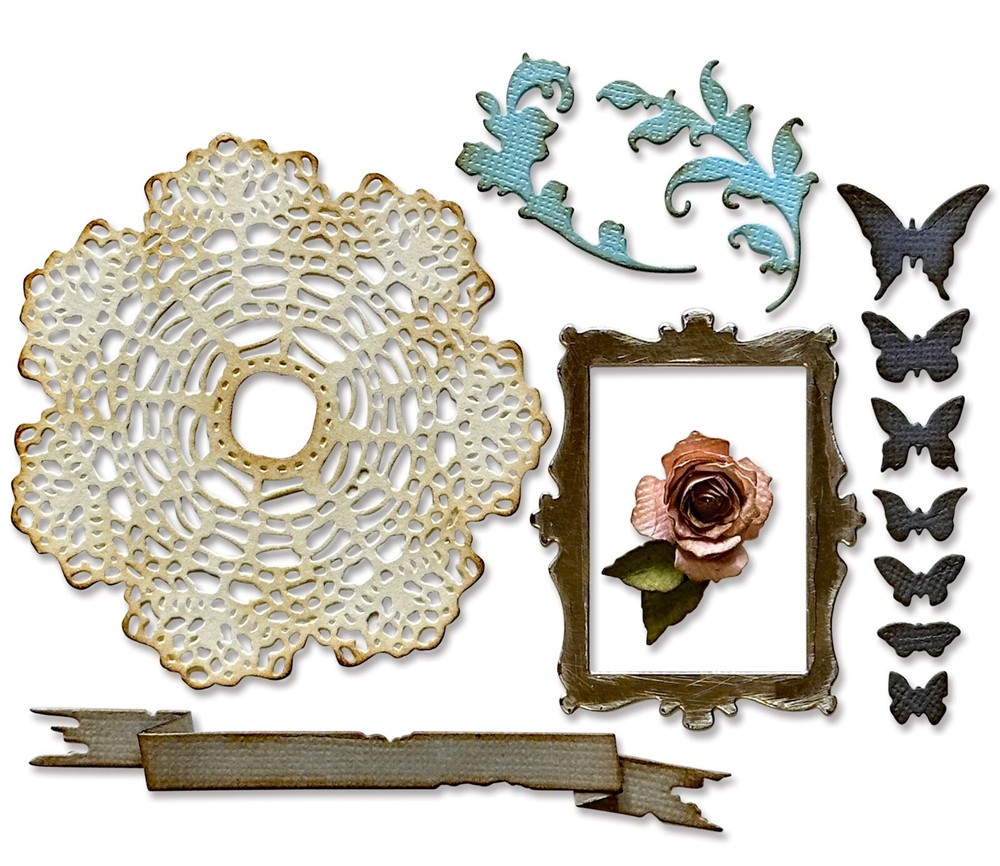 New Sizzix Thinlits 15pc Boutique #666607 Retail $20.99 by Tim Holtz Vault