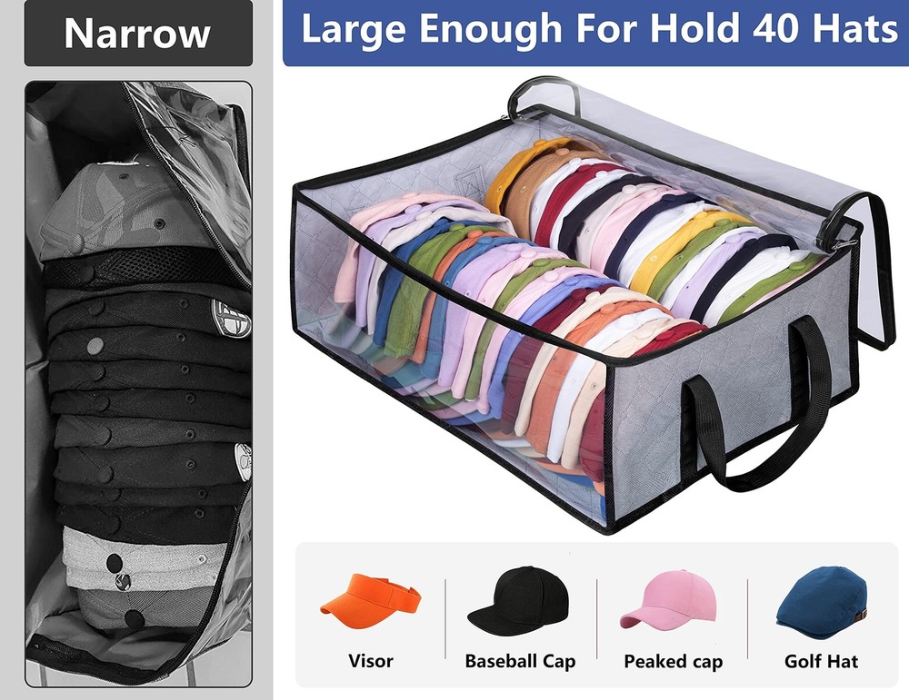 Hat Storage for Baseball Caps Organizer Holds 40 Hats