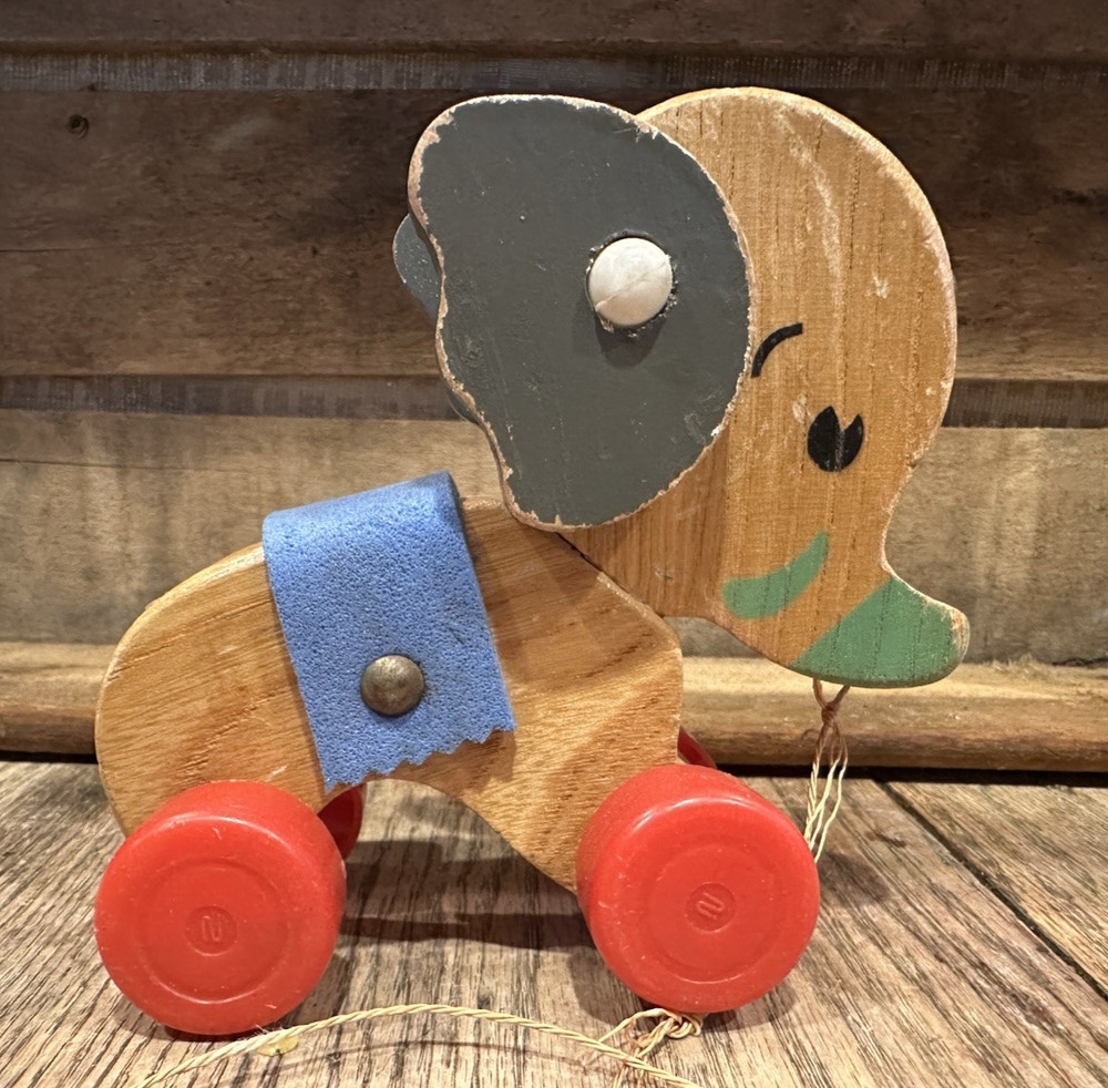 Vintage Wooden Elephant Pull Toy
