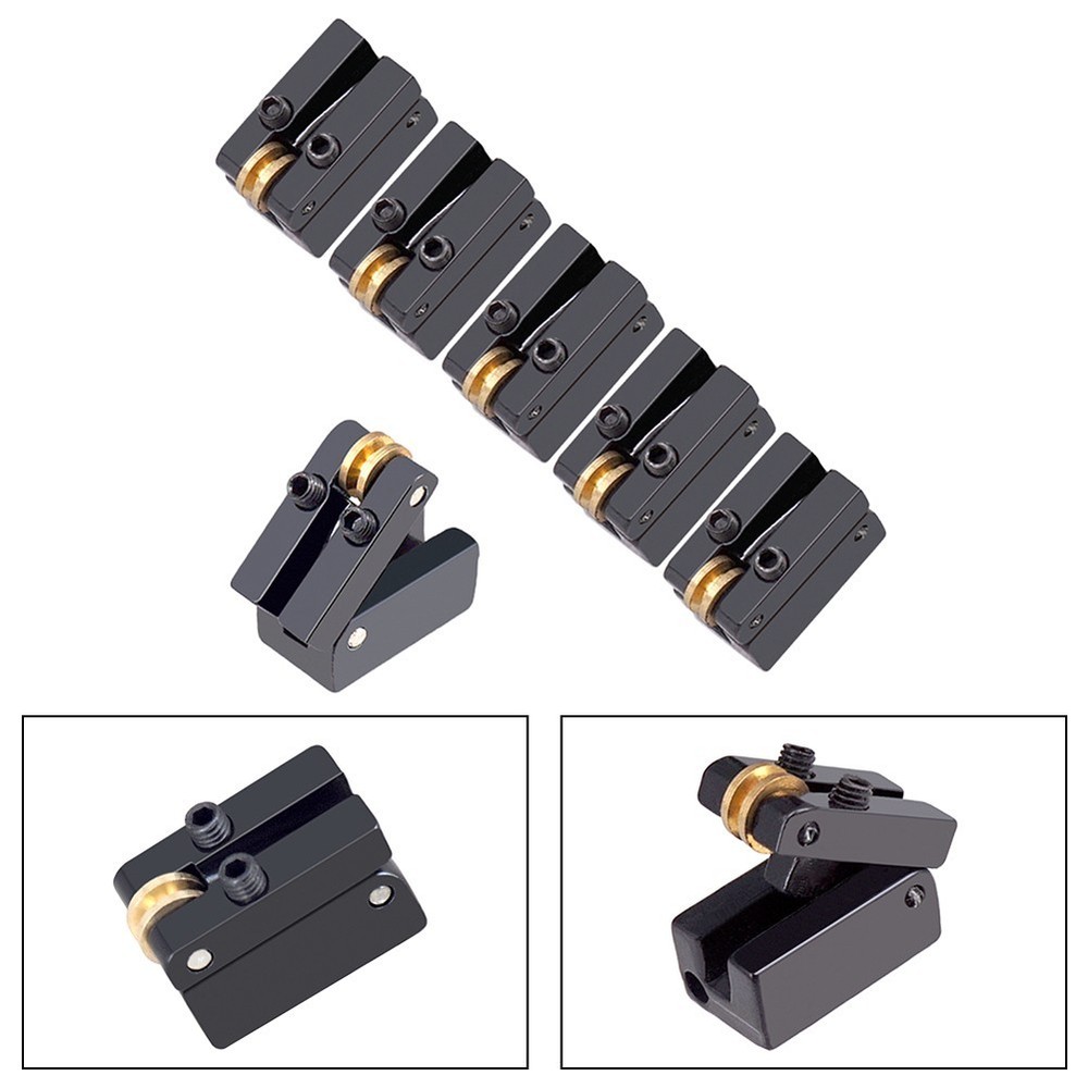 Black Fixed 6 String Guitar Bridge: Easy Install Roller Saddle for Electric