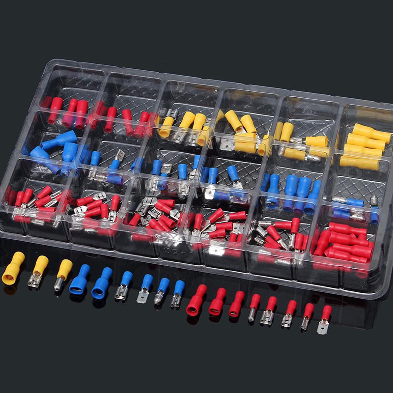 120* Assorted Insulated Electrical Wire Terminal Crimp Connector Spade Kits Set