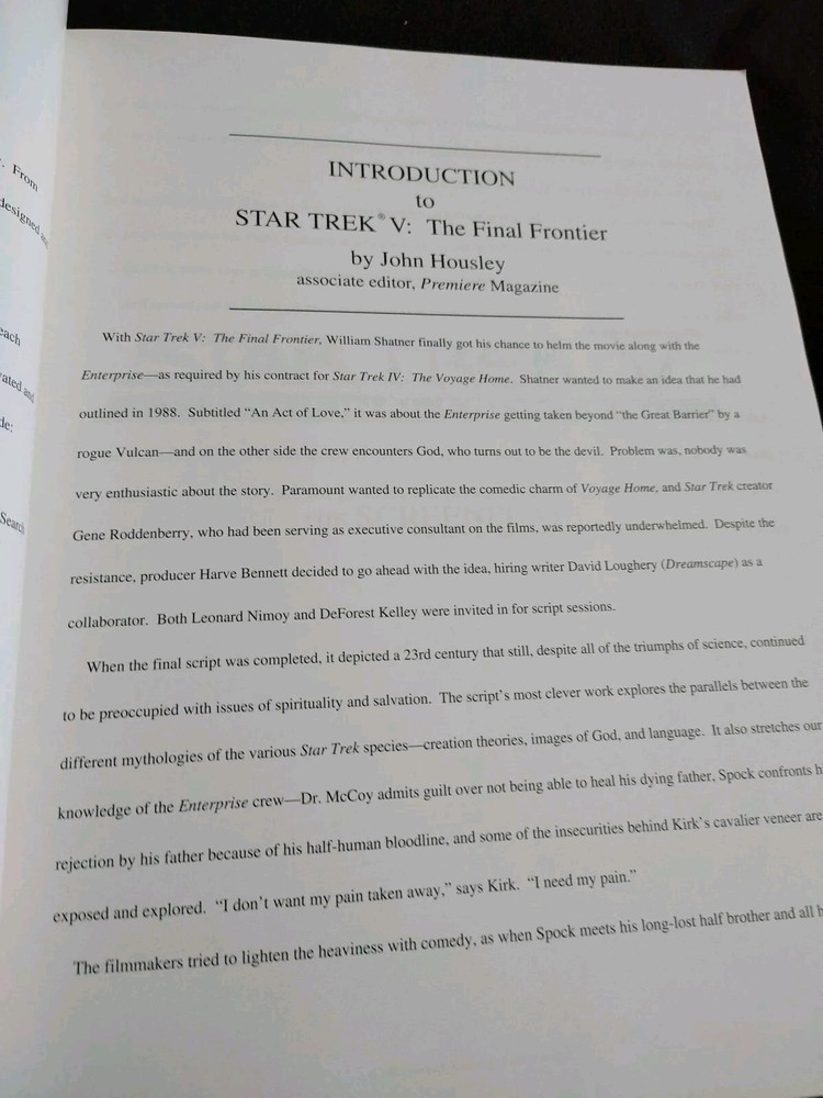 Star Trek The Final Frontier Original Movie Script Collector's Ed. 1994 First Pr