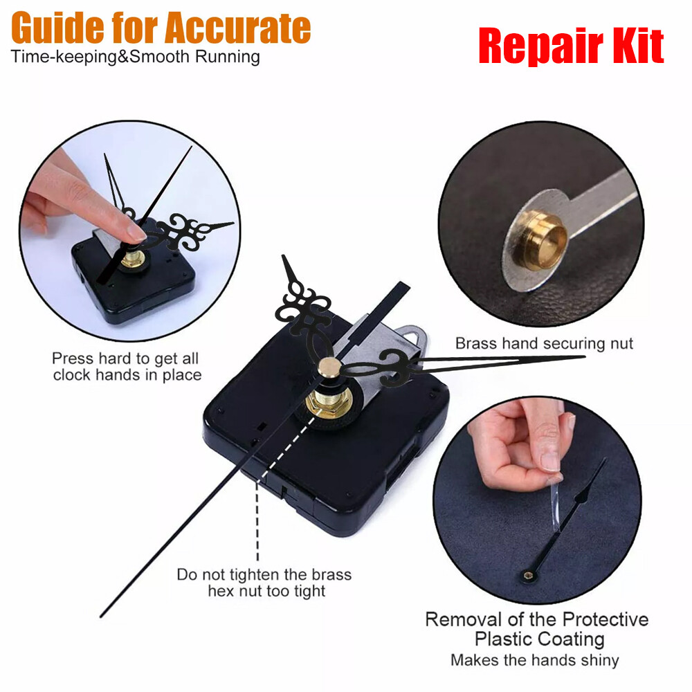 Replacement Silent Quartz Clock Movement Mechanism Battery Powered Hand Tool Kit