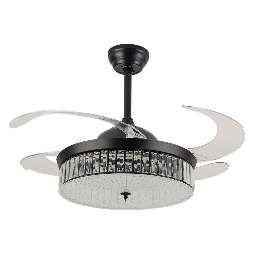 42 Inch Retractable LED Ceiling Fan Light with Remote Control and Timer