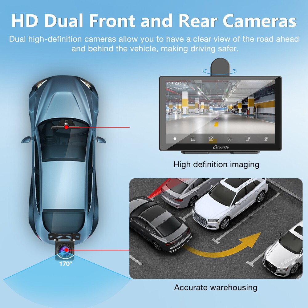 Carpuride 9" Car Bluetooth Wireless Apple CarPlay Android Auto TouchScreen Radio