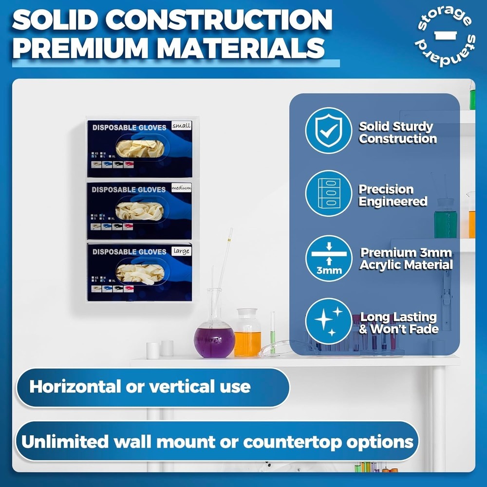 Multipurpose Triple Glove Station - Organized & Efficient Glove Storage Solution
