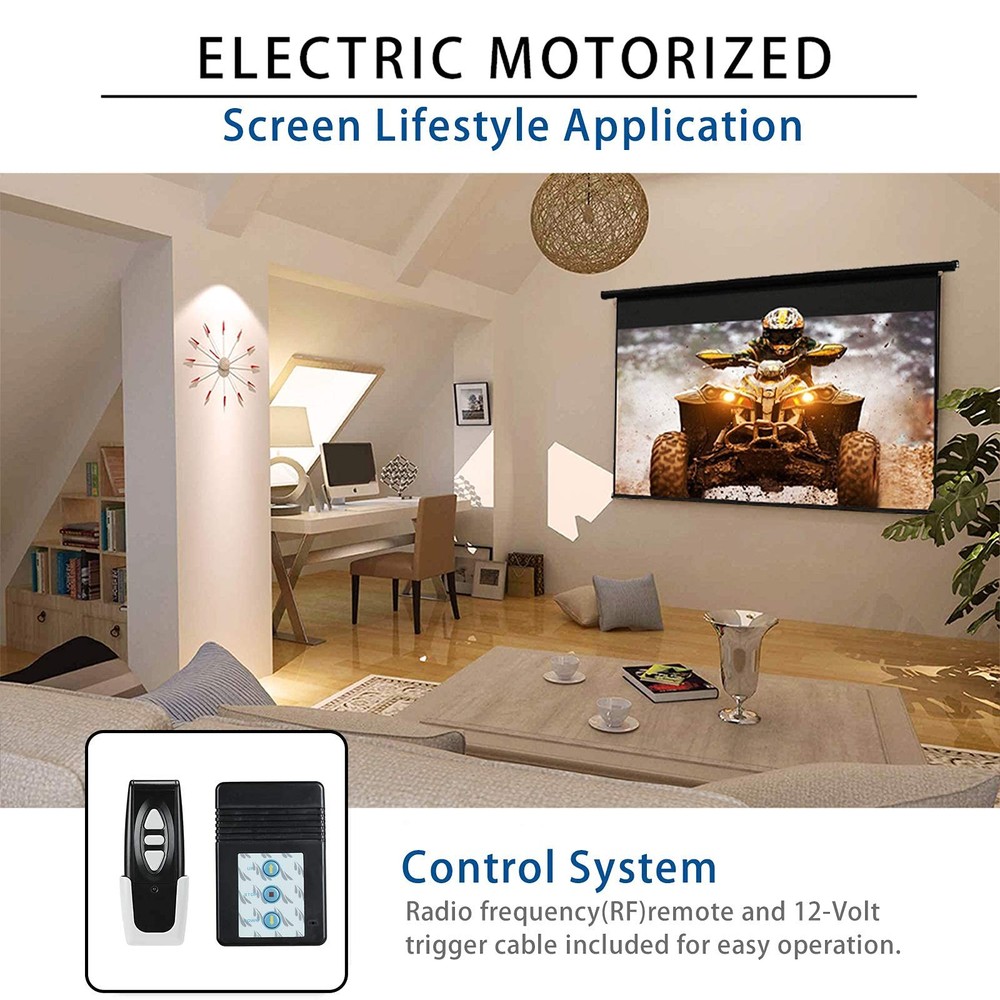 120" Motorized Projector Screen Electric Diagonal Automatic Projection 4:3 HD...