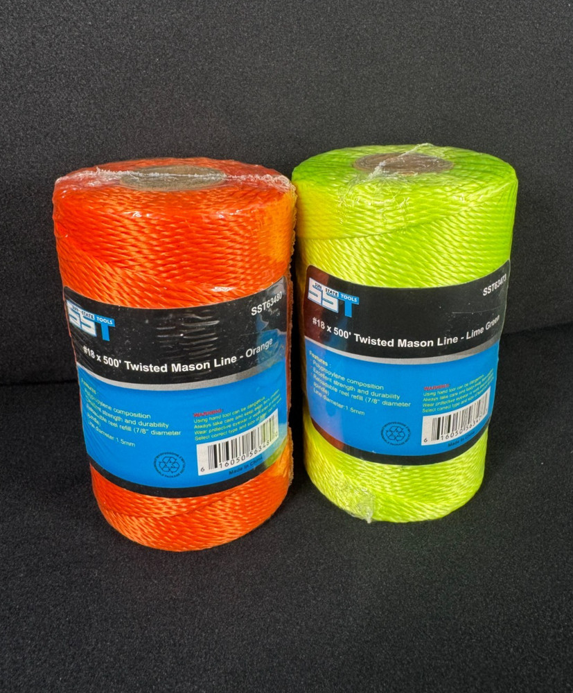 Twisted Mason Construction Line #18 x2 500' String Measuring Layout (Orng + Yel)