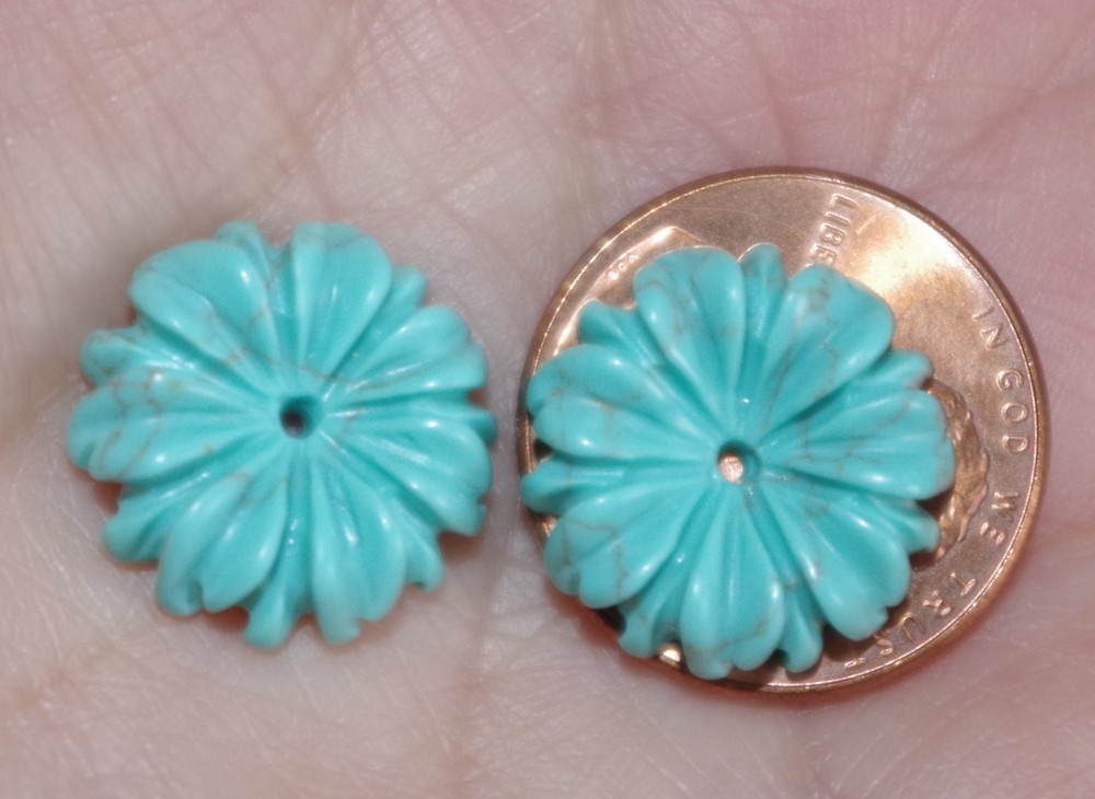 15MM Turquoise Flower Jackets For Stud Earrings Use With Any Studs Multi Listing
