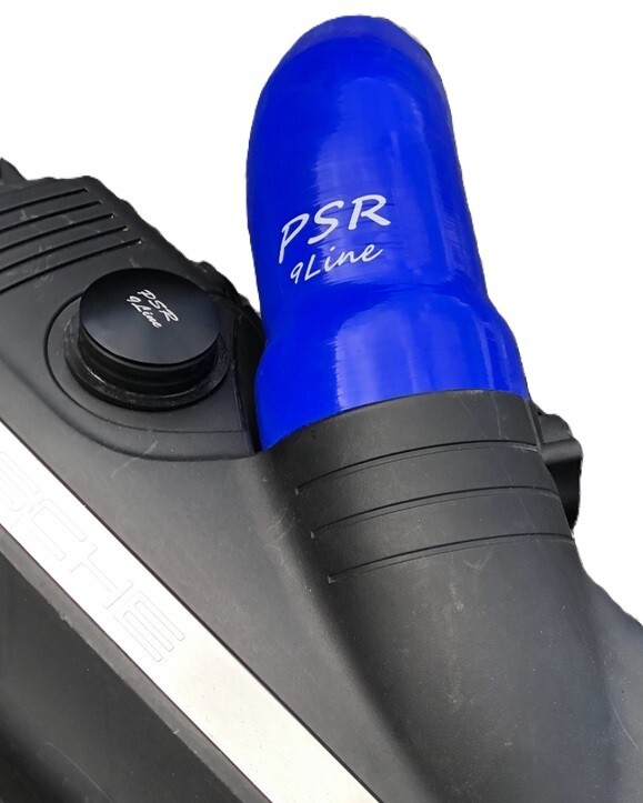 Porsche 997 Resonator Delete Air Box Modification with Blue Induction Pipe Plug