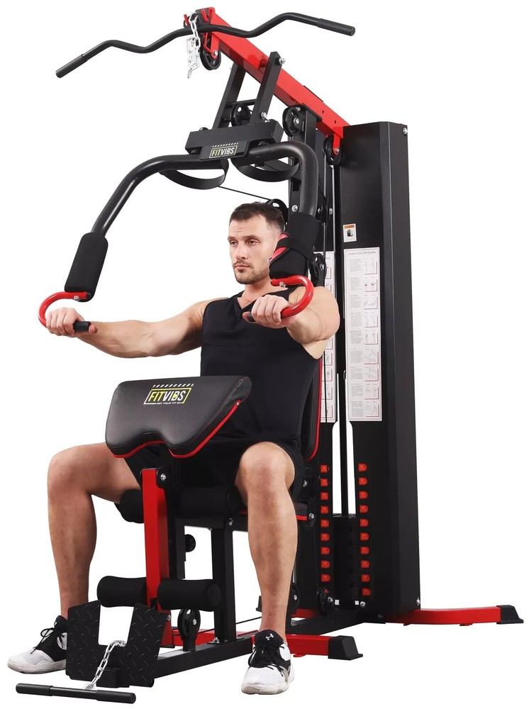 Multifunctional Full Home Gym System Workout Station with 122.5 Lbs Weight Stack