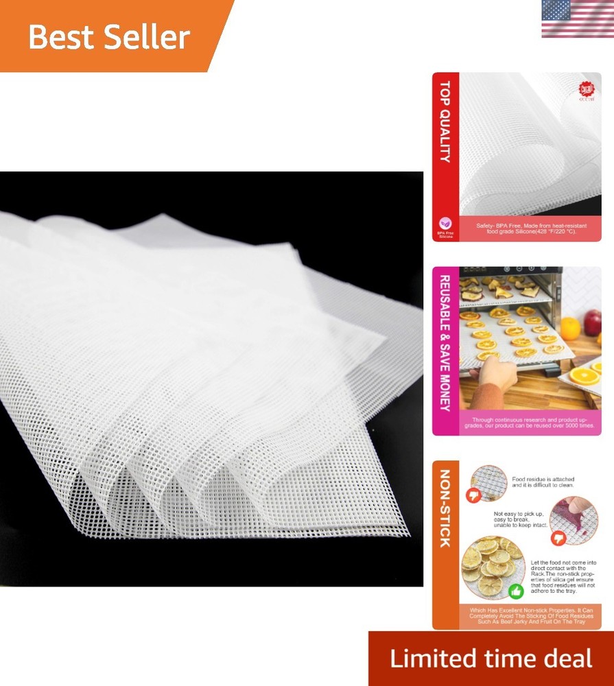 Versatile Silicone Dehydrator Sheets, 5 Pack - Customizable & Dishwasher Safe