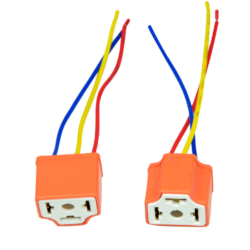 2X H4/9003 Female Ceramic Headlight Connector Pigtail Plug Adapter Socket US