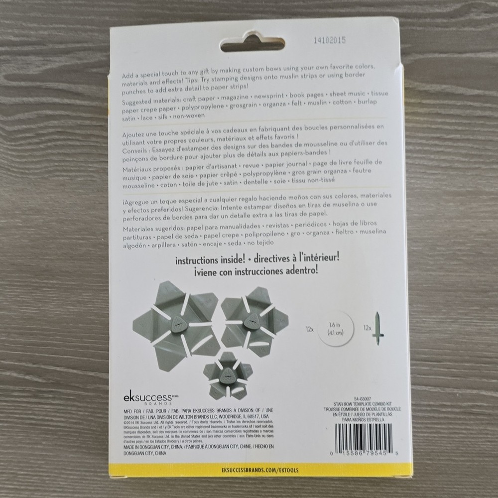 EK Tools Star Bow Template Combo Kit Bow Making Set 3 Sizes Small Medium Large