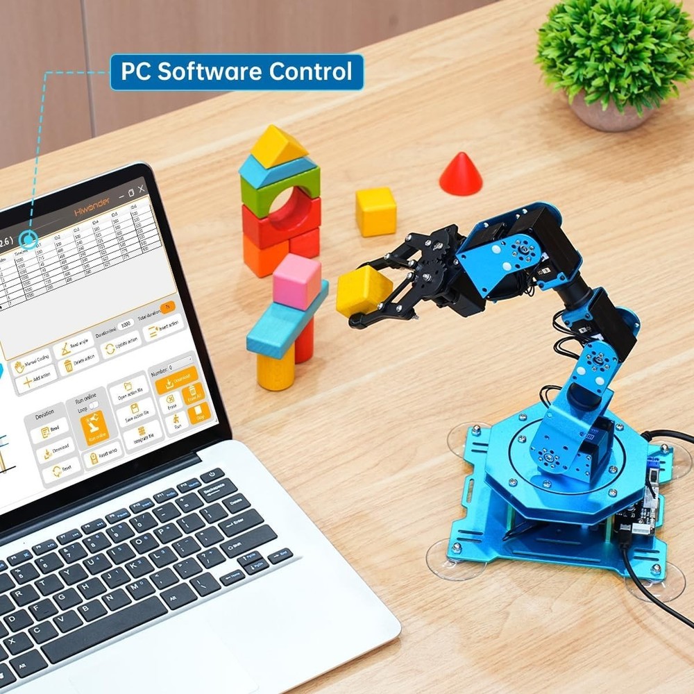 Interactive 6-Axis Robotic Arm for STEM Learning, Remote-Control and Programming