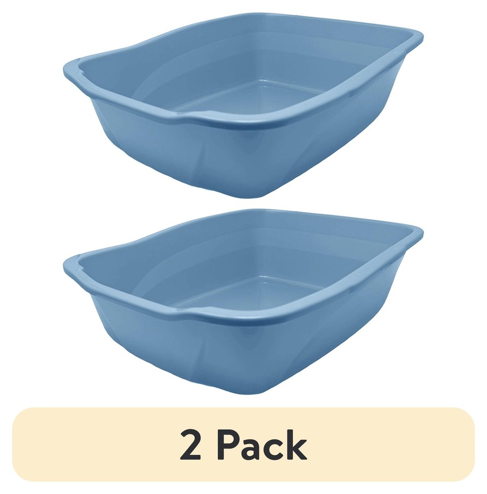 (2 pack) Van Ness Plastics Cat Litter Pan Blue Large