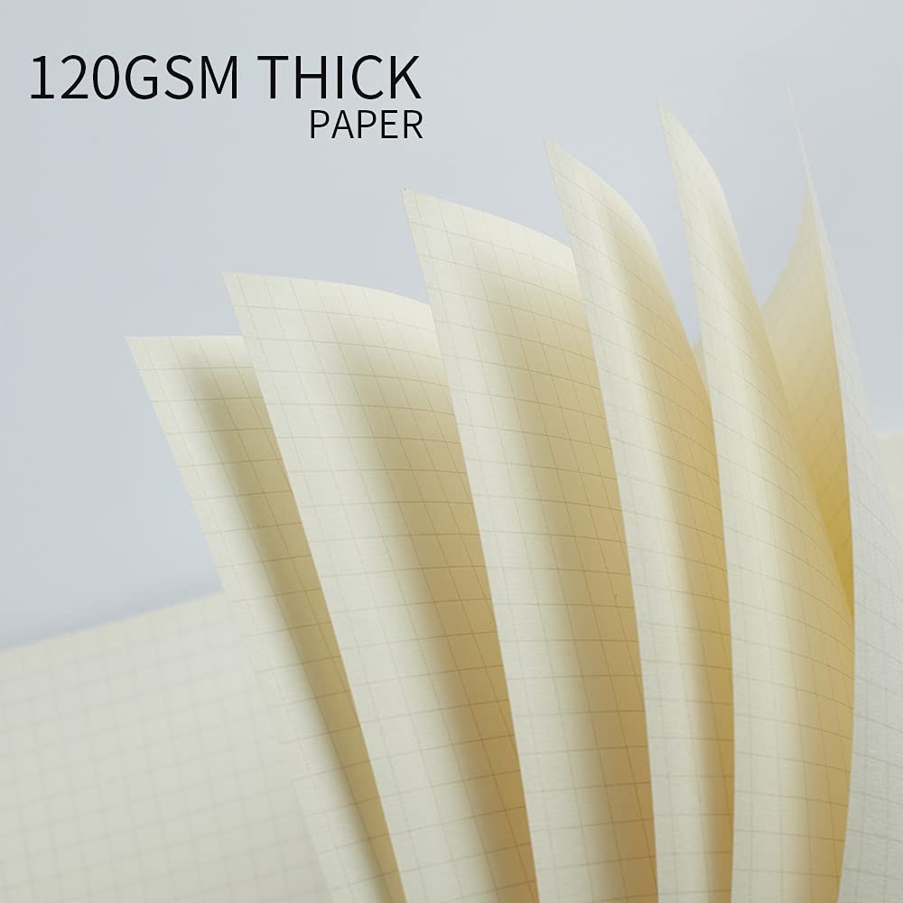 3 Pack A5 Spiral Graph Notebook with 120gsm Thick Paper, Grid Spiral Notebook...