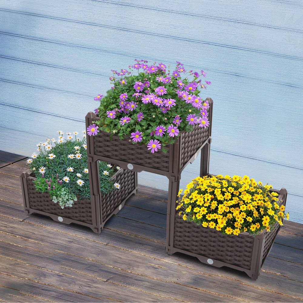Elevated Garden Planter Box with Drainage, Perfect for Vegetables & Herbs