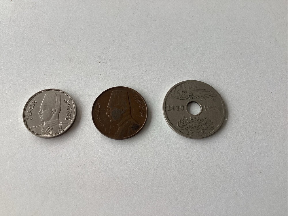 3 Early 20th Century Egypt Coins