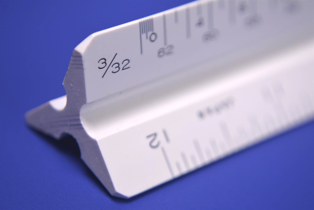 Architect Drafting Three-Sided Drafter's Ruler w/ 10 Scales.