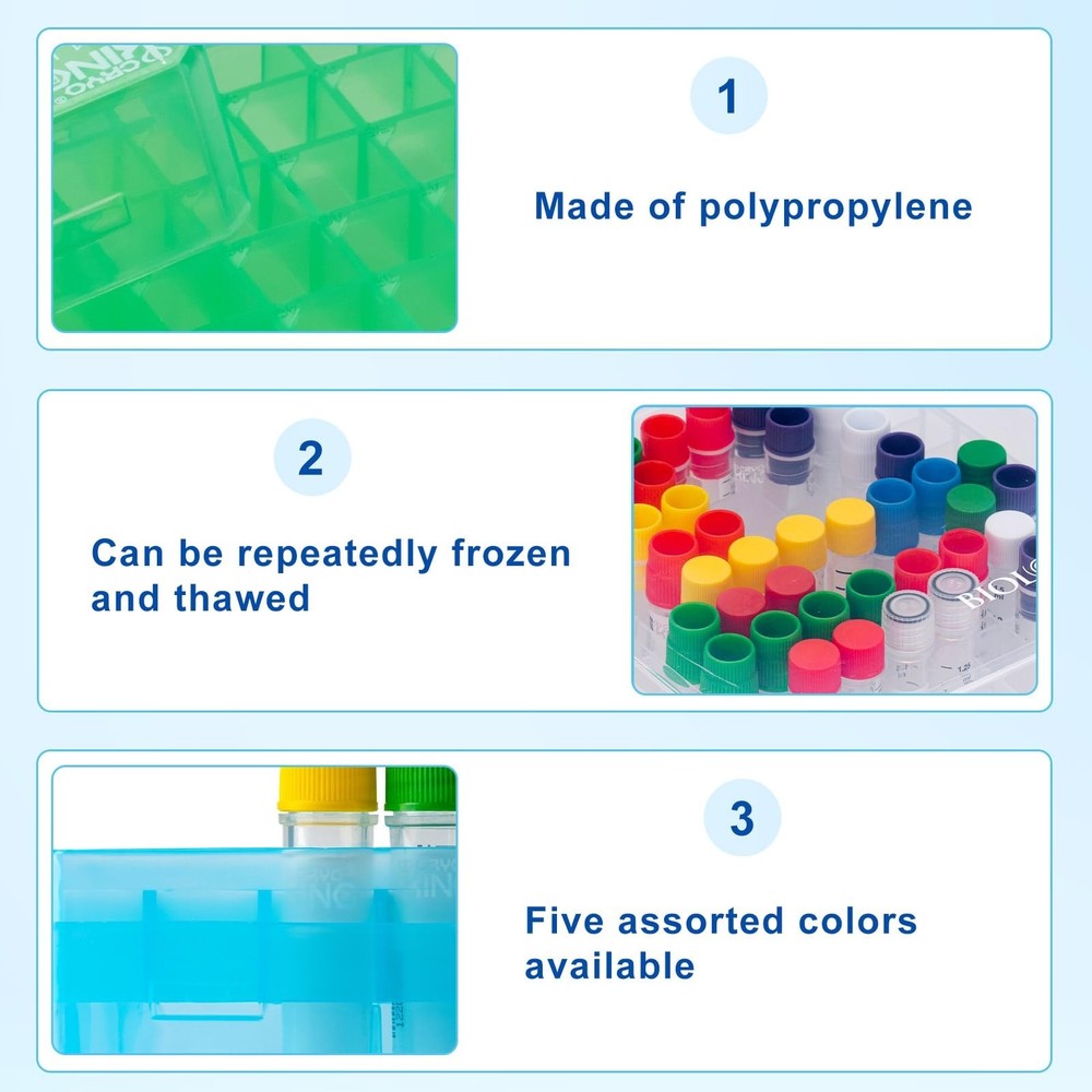 2 in 100-Well Polypropylene Freezer Boxes for Lab Efficient Sample Storage an...