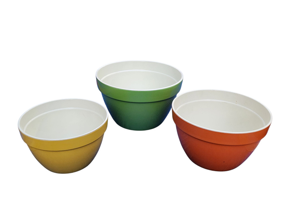 Vintage MELAMINE NESTING BOWLS SET OF 3 Solid Color MIXING BOWLS Stacking