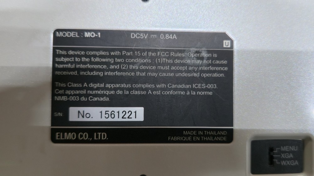 Elmo MO-1 High Resolution Visual Presenter Document Camera HDMI VGA USB w/Cables