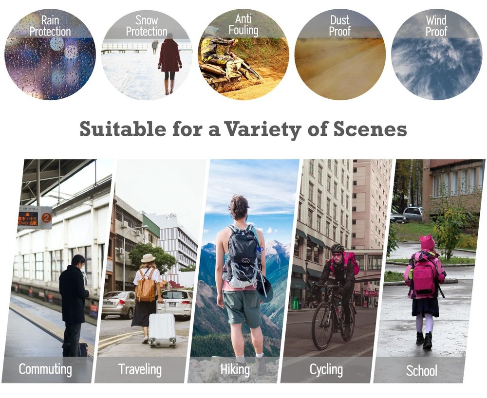 Waterproof Backpack Rain Cover, HeavyDuty Nylon with Adjustable System, Pouch