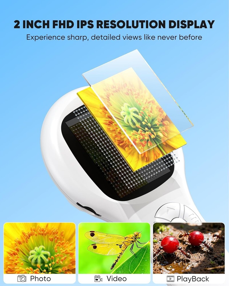 Handheld Mini Microscope with 8 LED Lights and Rechargeable Battery for Easy Use