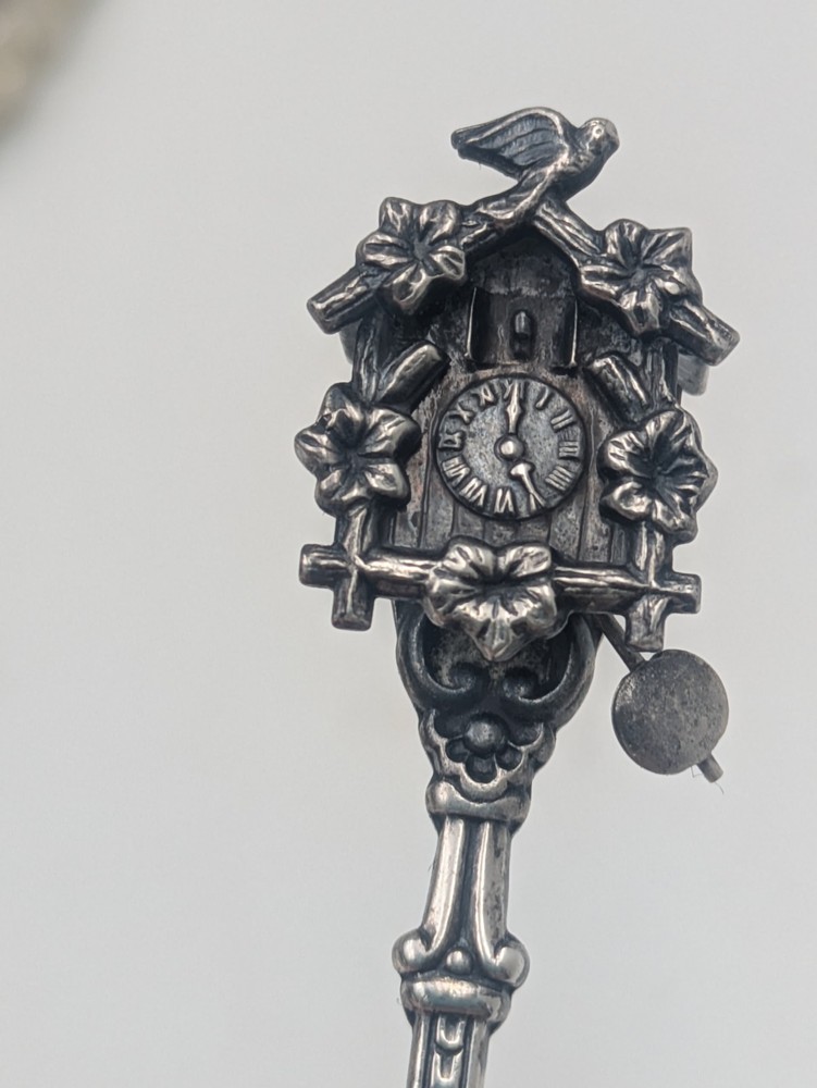 Vintage Signed SF Silber 800 Cuckoo Clock Testing Sterling Silver Souvenir Spoon