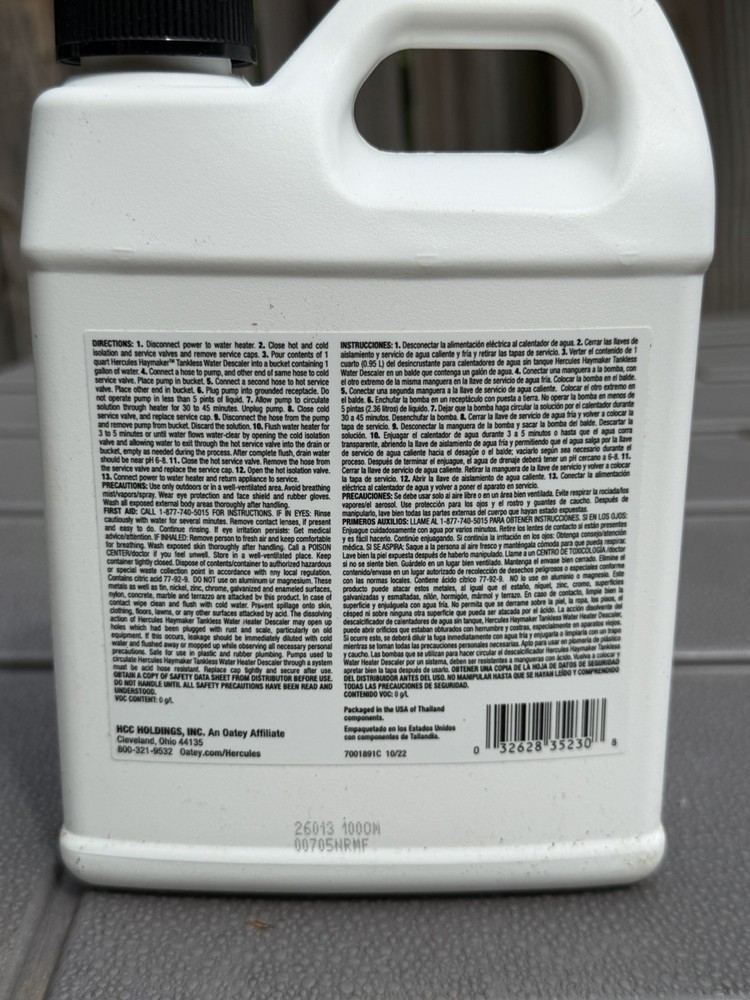 Hercules Haymaker 32 Oz. Ready To Use Tankless Water Heater Descaler 35230