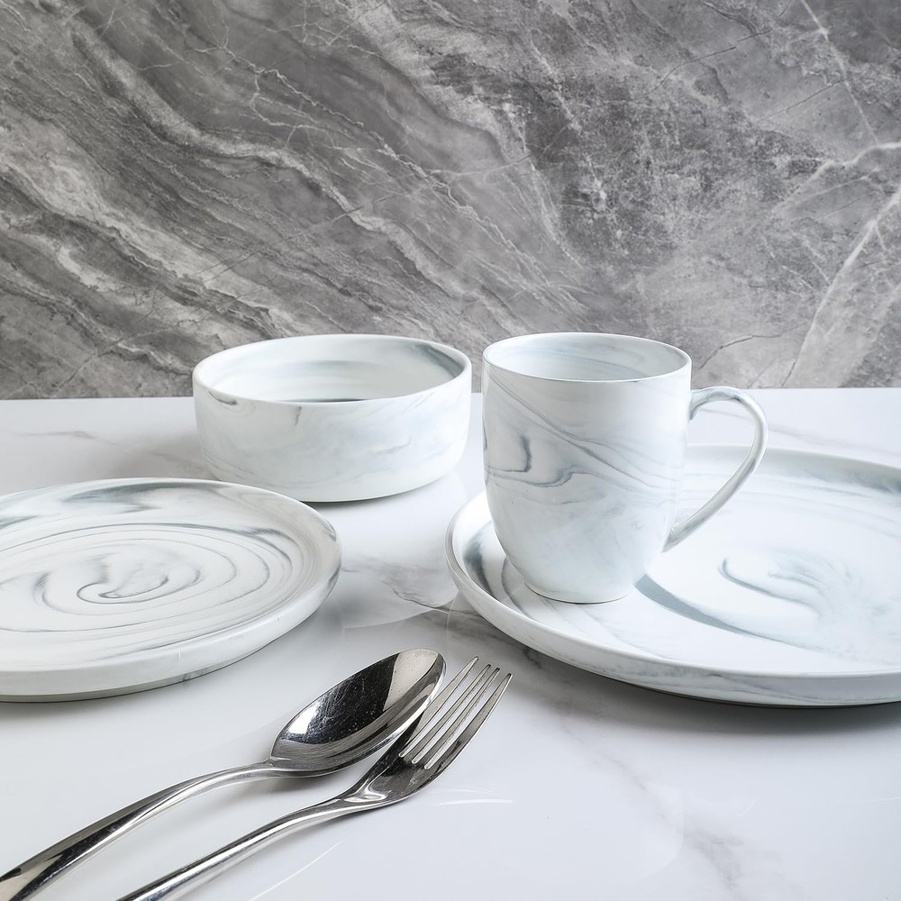 Brighton 16-Piece Dinnerware Set Porcelain, Gray