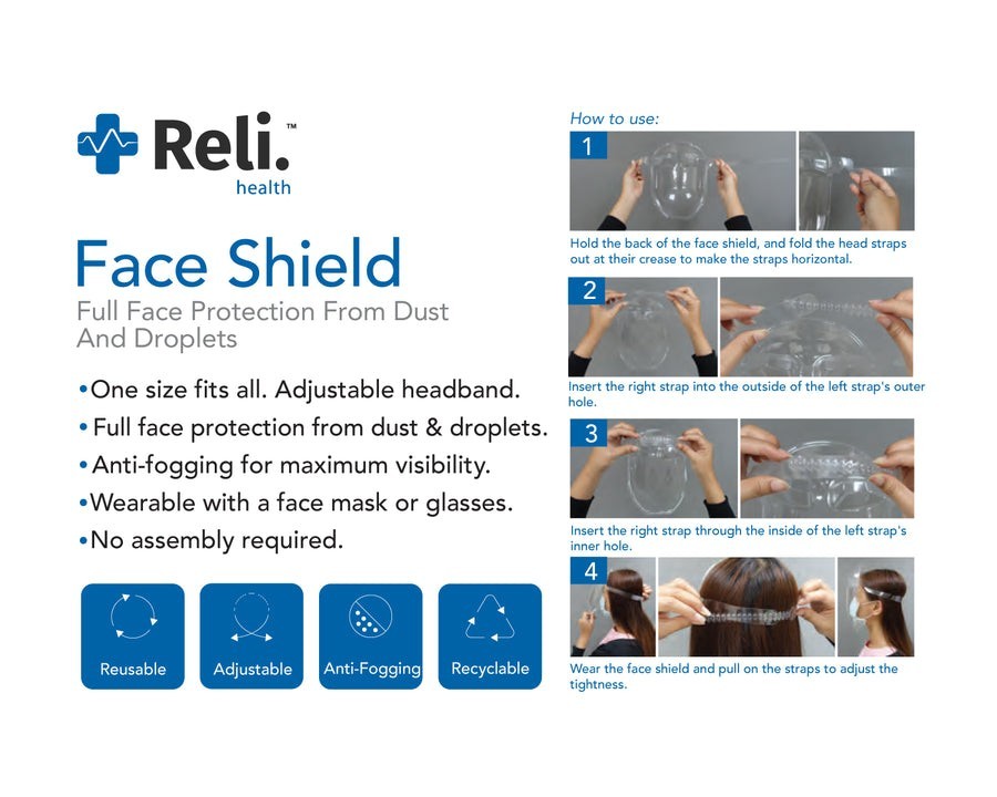 10 Pack Adult Full Face Protective Face Shields