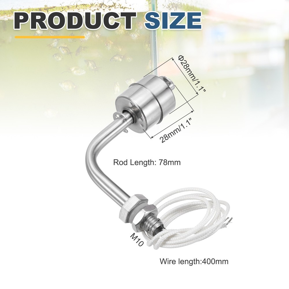 Float Switch 78mm Rod 0.5A Horizontal Single Float for Pump/Alarm 1 Pcs