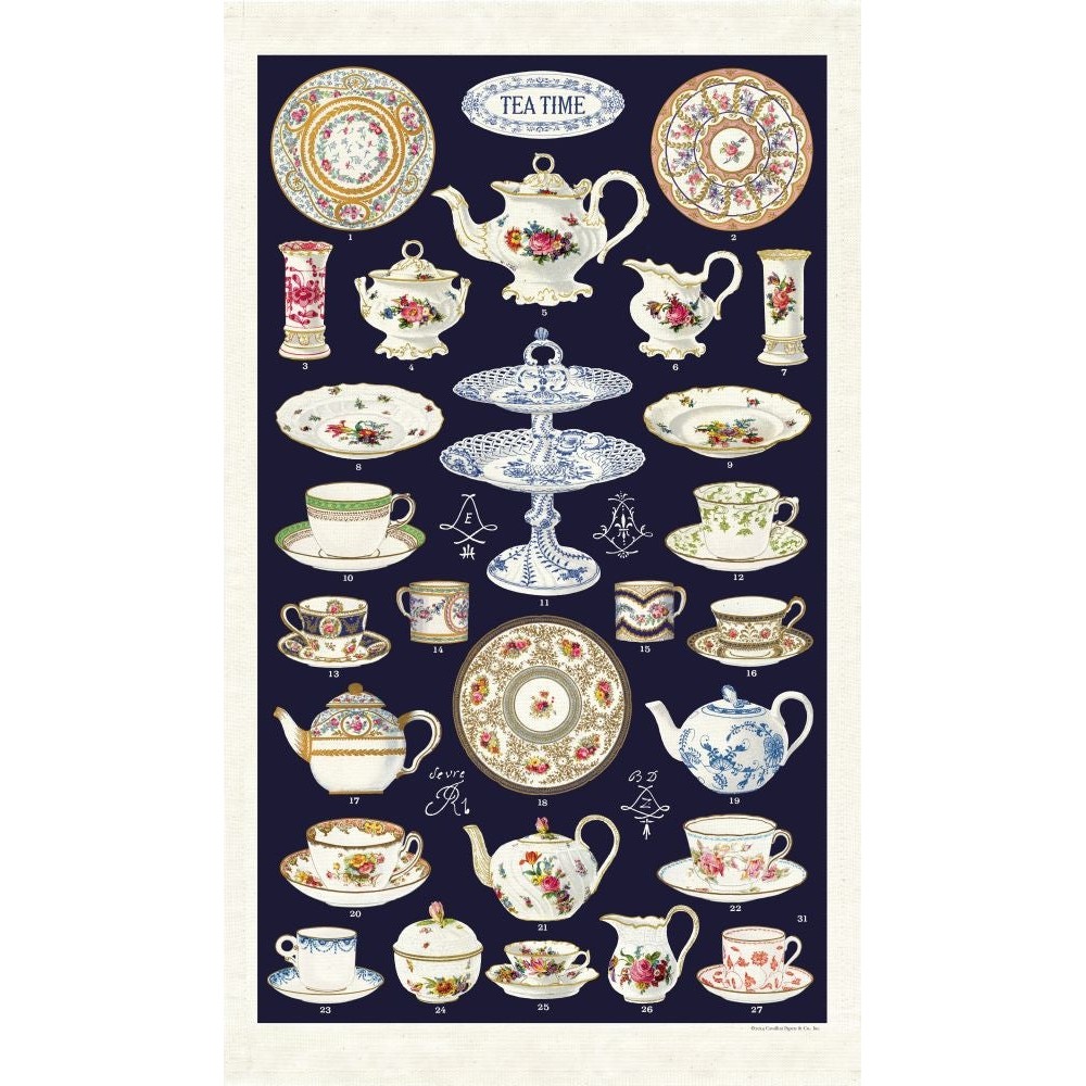 Cavallini Tea Towel Vintage Tea Time