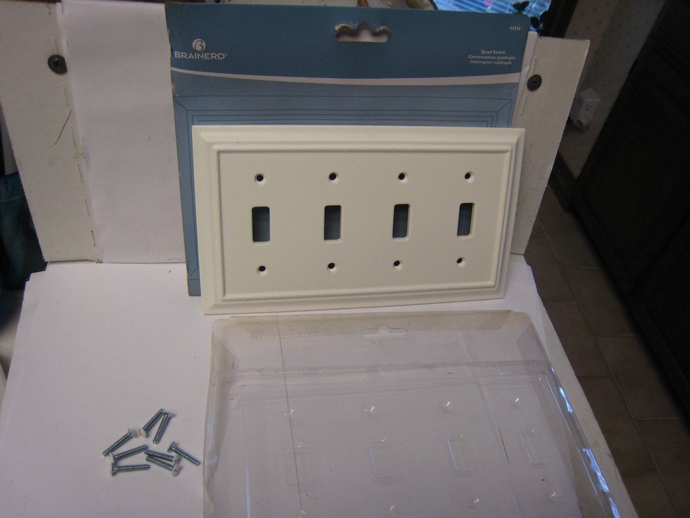 Brainerd Composite Architect Quad Toggle Wall Plate  White 64536
