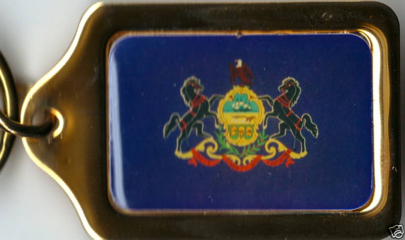 State of Pennsylvania Flag Solid Brass Key Chain NEW