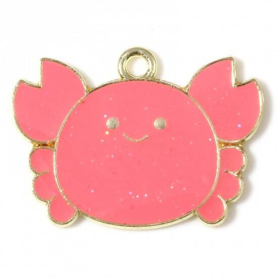 26MM Glittery Crab Enamel Charms