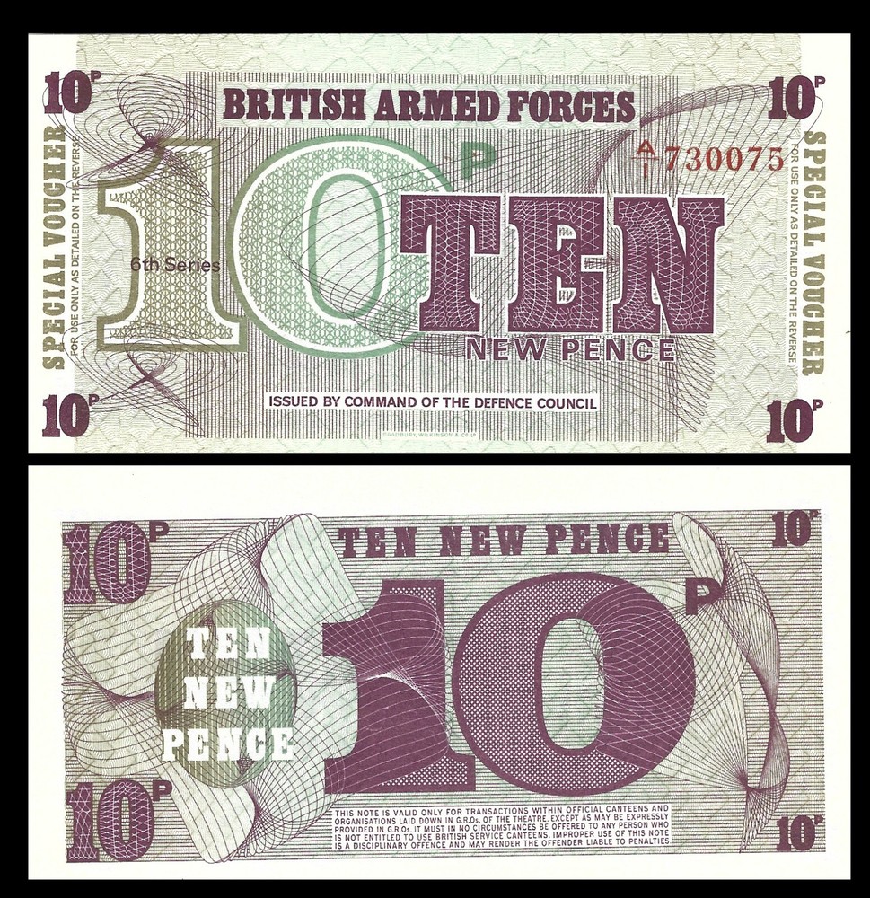 GREAT BRITAIN / BRITISH ARMED FORCES 10 PENCE 1972 P M 48 UNC BUNDLE (100 PCS)