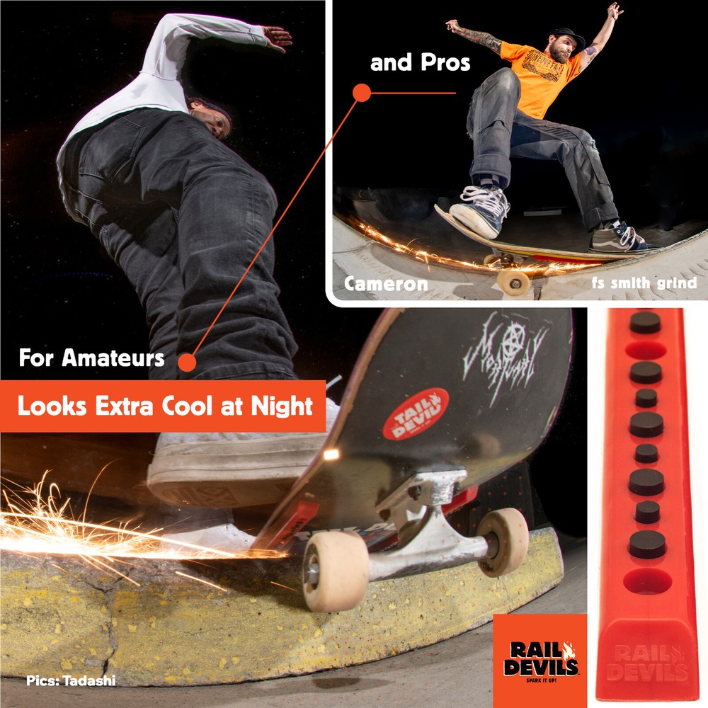 Rail Devils Sparking Skateboard Rails by Tail Devil | Skateboarding Deck Rails