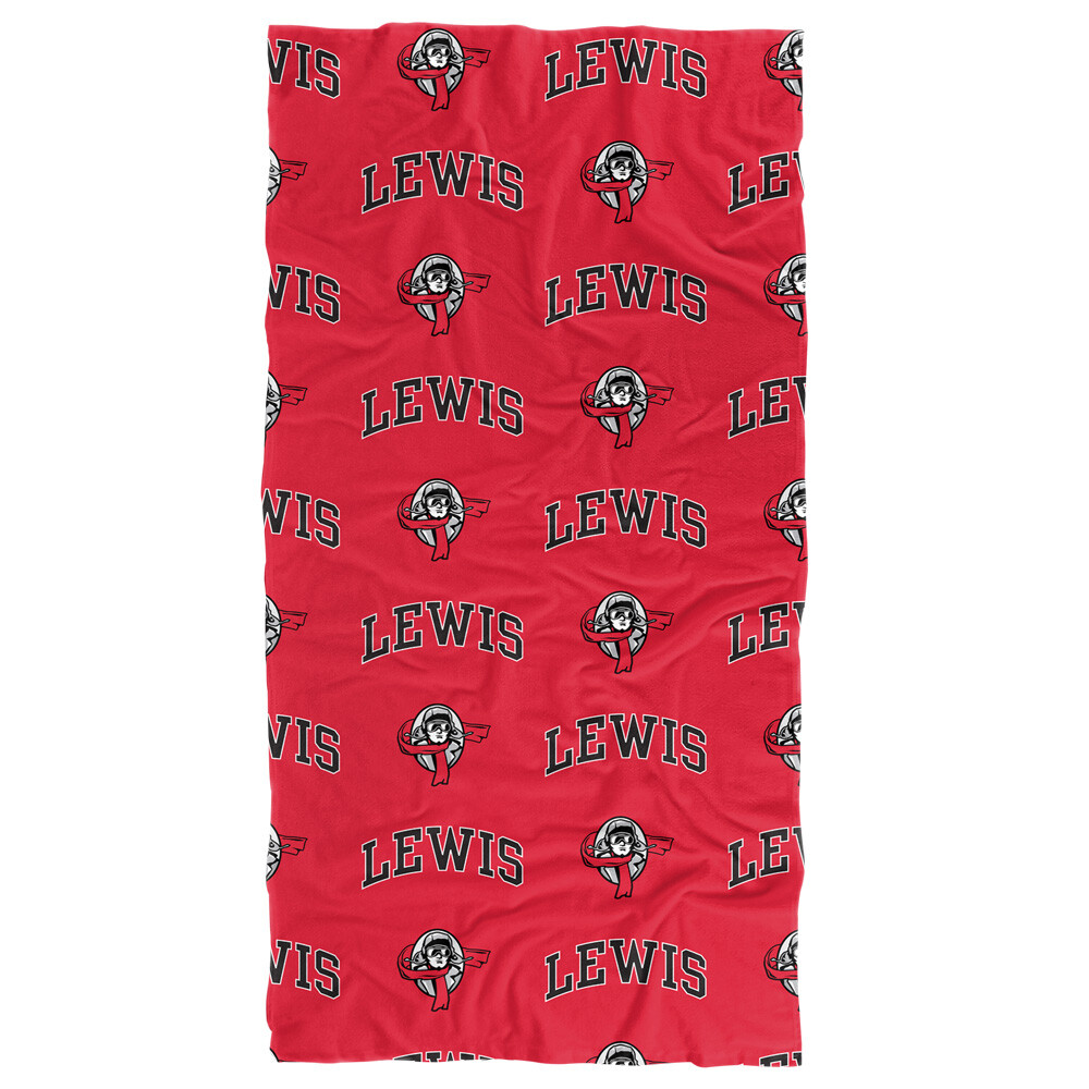 Lewis University Beach Towel/Bath Towel, 30"x60" Logo Pattern