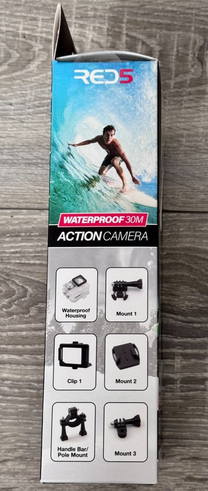 Red 5 Waterproof Action Camera - BRAND NEW & UNUSED - Complete Accessory Kit