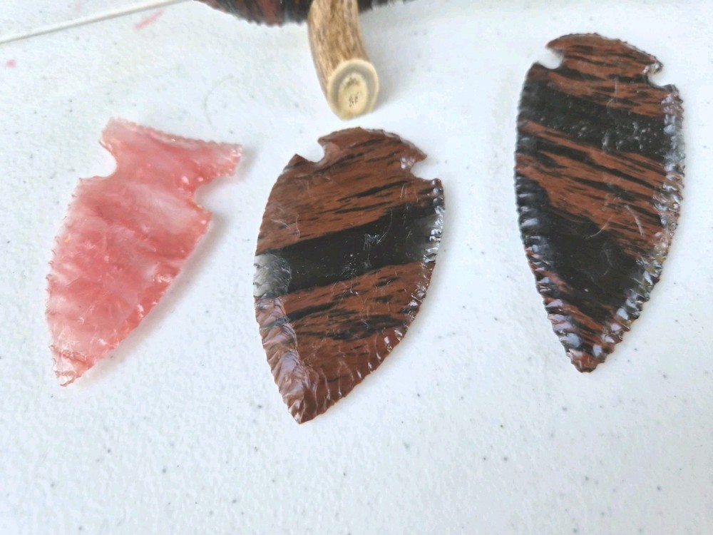 Triple Flow Obsidian Knifes, Flint Knapping, ENTIRE COLLECTION !