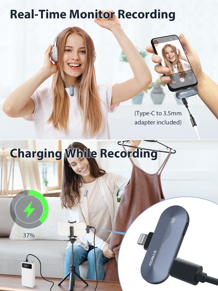 Synco P1L 2.4GHz Wireless Microphone with Charging Case for iPhone iPad Vlog