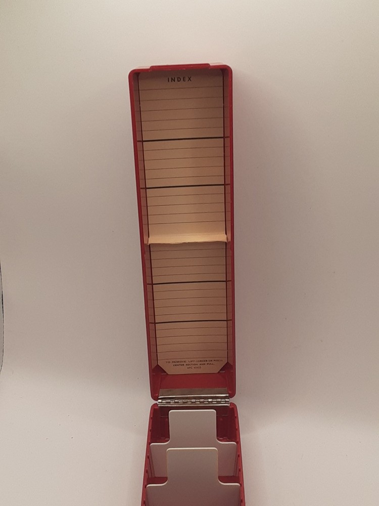 Vintage KODAK READY FILE 35MM Slide Container Red Plastic Storage Box