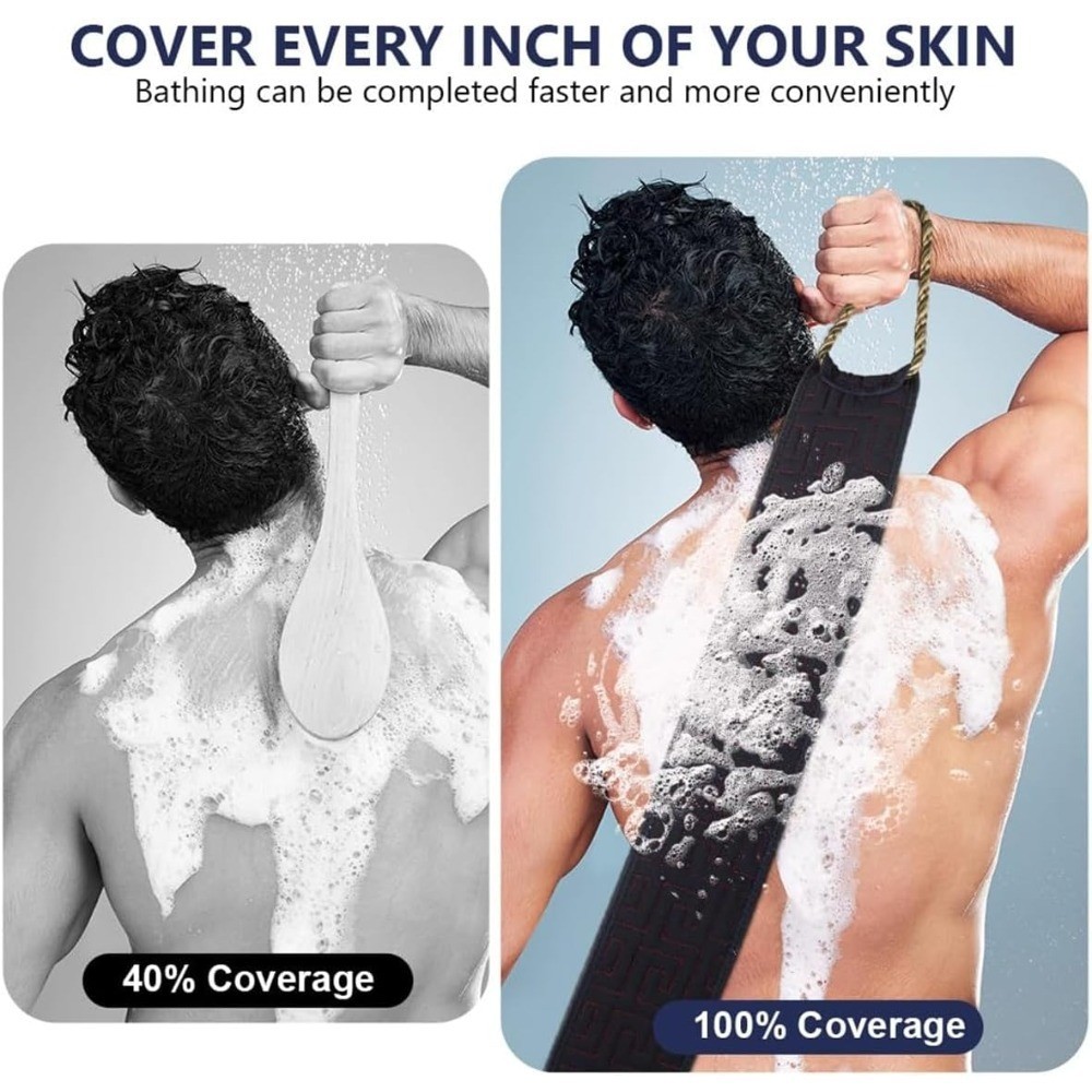 Exfoliating Back Scrubber Long Handle for Shower Double Sided Body Scrubber Deep