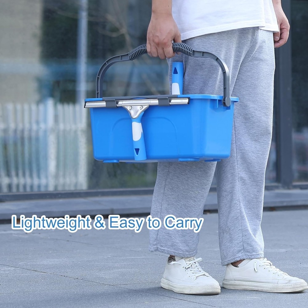 Window Cleaning Kit Squeegee Microfiber Mop Bucket Wiper All-in-One