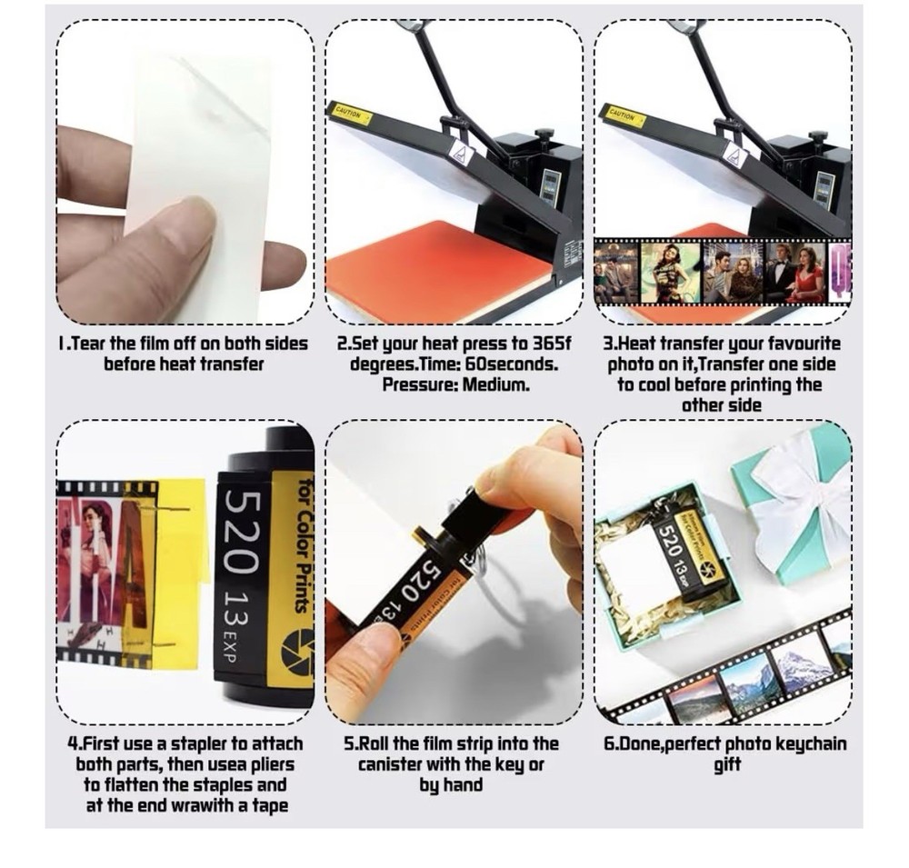 Sublimation Blanks Memory Film Roll Keychain Heat Transfer Printing