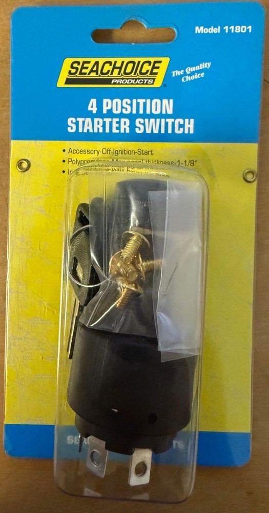 SEACHOICE 4 Position 4 Terminal Plastic Construction Ignition Switch for Boats